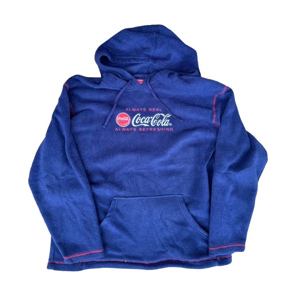 Coca-Cola Hoodie Men's Medium Blue Red Sweatshirt Coke Soda Drink Polar Bear